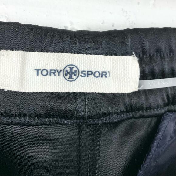 Tory Sport Lightweight Satin Track Pants Straight Leg Elastic Waist Black Small - Picture 3 of 13